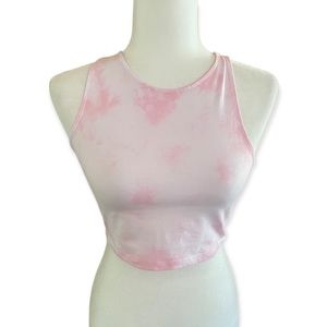 Talula • Pink Tie Dye Cropped Athletic Racerback Tank